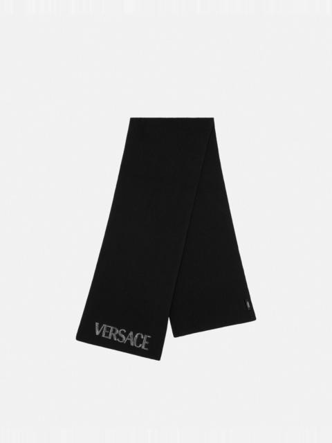 VERSACE Cielo Stellato Cashmere Logo Knit Scarf