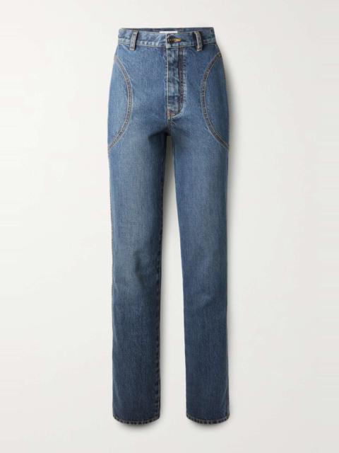 High-rise straight-leg jeans