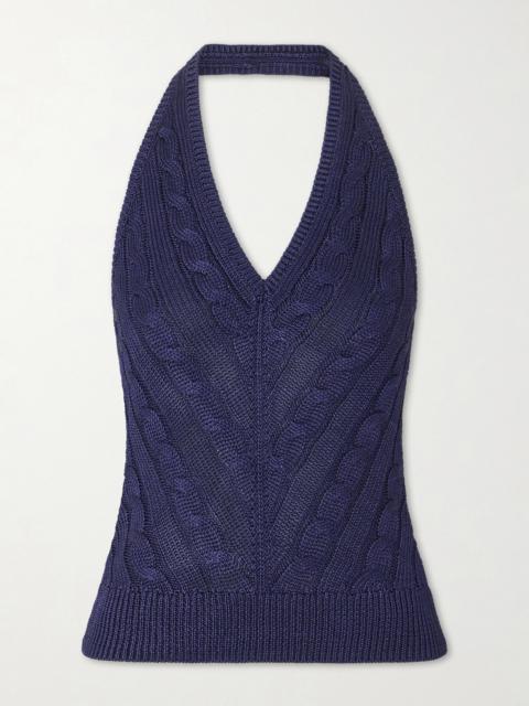 Ralph Lauren Cable-knit Silk Halterneck Top
