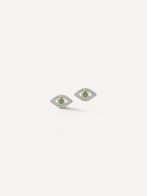 MATEO 14ct Gold Emerald Evil Eye Stud Earrings
