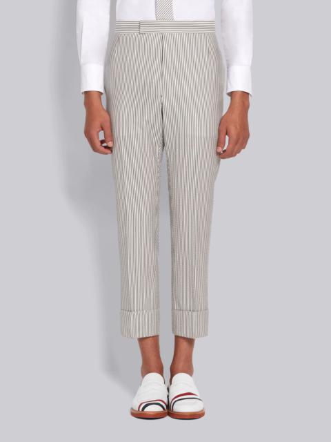 Thom Browne Medium Grey Wool Seersucker Classic Trouser