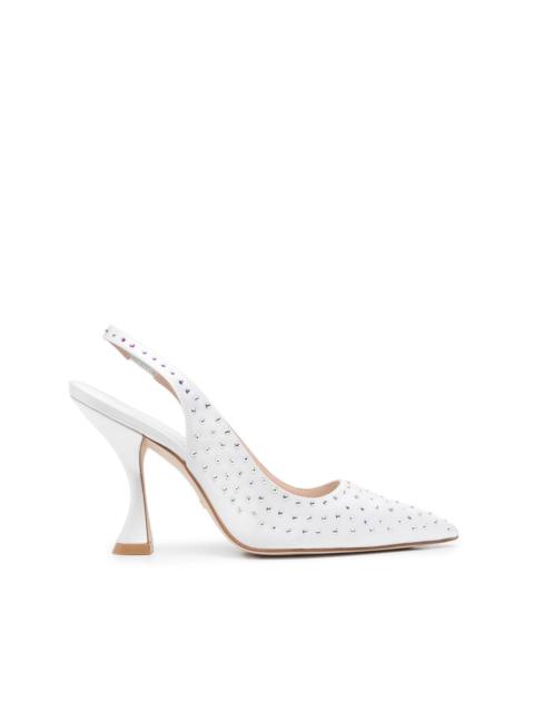 Stuart Weitzman crystal-embellished slingback pumps