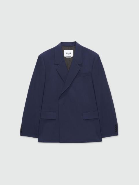 MSGM Double-breasted jacket in blue virgin wool