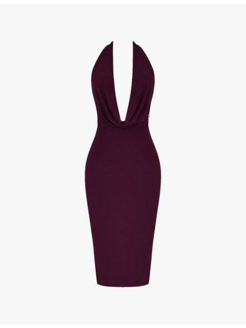 House of CB Florentina draped-front slim-fit woven midi dress