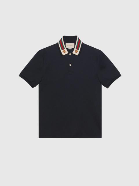Cotton polo with Web and feline head
