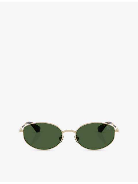 Burberry BE3169 Oval-Frame Metal Sunglasses