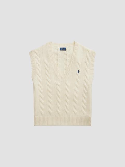 Polo Ralph Lauren Women's Cable-Knit Wool-Cashmere Sweater Vest - Authentic Cream