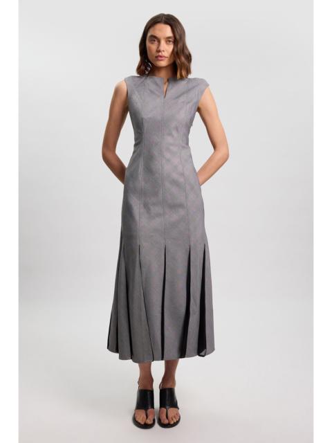 KAREN MILLEN Petite Soft Tailored Check Godet Detail Midi Dress