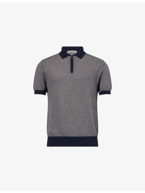 CORNELIANI Textured Short-Sleeves Cotton-Knit Polo Shirt