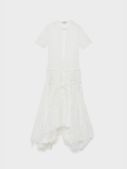 JW Anderson WOMENS MIXED LACE LONGLINE DRESS IN WHITE