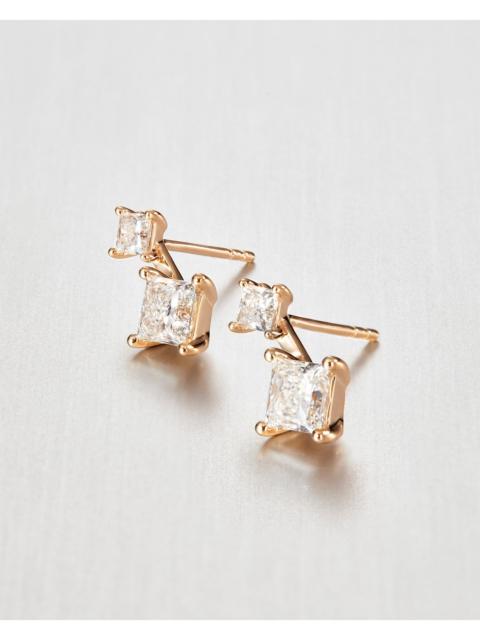 JENNY BIRD 14K Princess Cut Double Diamond Drop Earrings