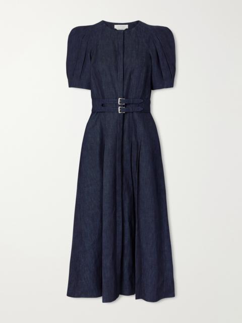 GABRIELA HEARST Patricia Belted Cotton And Linen-blend Denim Midi Dress