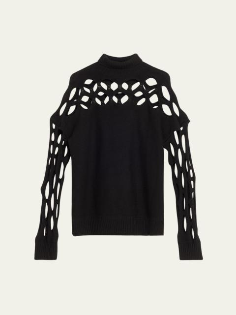 Albion Cutout Oversized Mockneck Wool Sweater