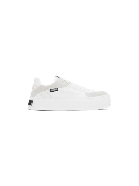 Moschino White & Gray Bumps & Stripes Sneakers