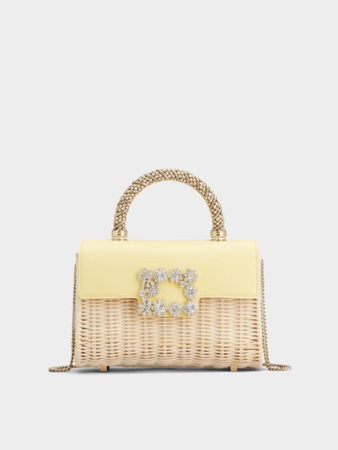 Roger Vivier Jewel Efflorescence Mini Bag in leather and rattan