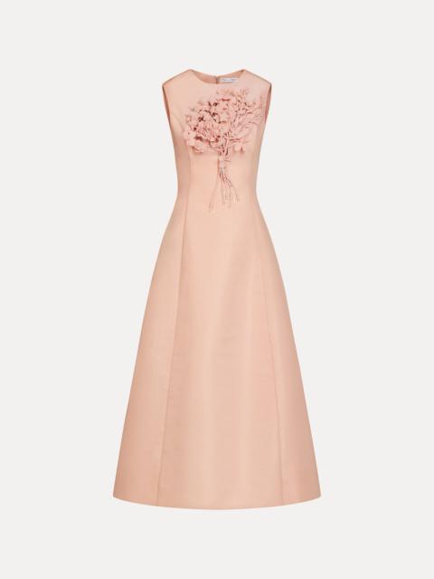 Oscar de la Renta BOUQUET EMBROIDERED COCKTAIL DRESS