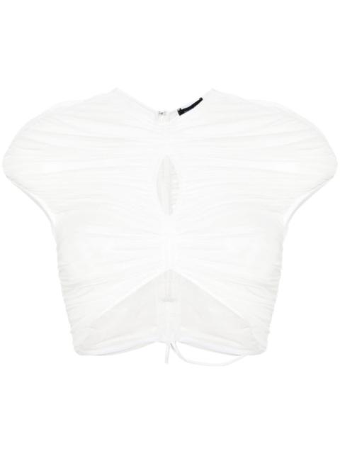 MUGLER cropped mesh T-shirt