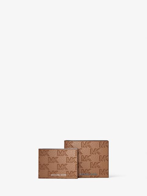 MICHAEL KORS Hudson Logo Embossed Leather Billfold Wallet and Passcase