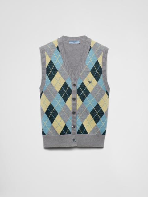 Prada Wool vest with an Argyle pattern
