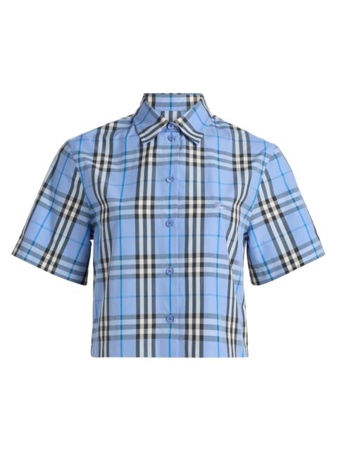 Burberry Women's Abby Check Crop Shirt - Cornflower Blue