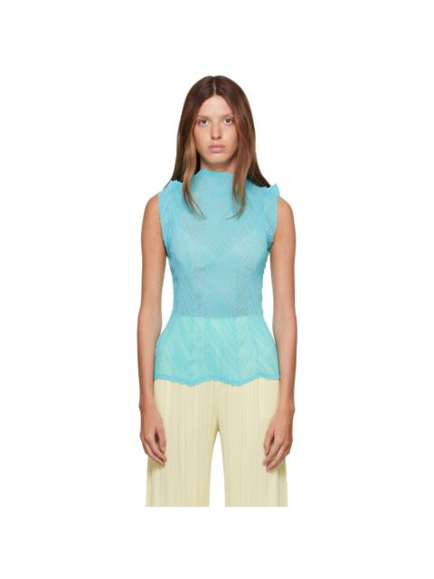 ISSEY MIYAKE Blue Zigzag Pleats Top
