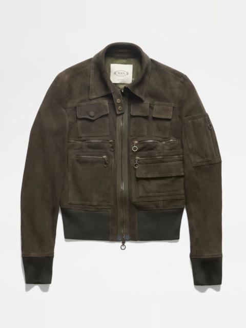 Tod's SUEDE JACKET - GREEN