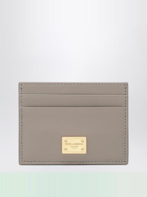 Dolce & Gabbana Taupe leather card holder with logo plaque