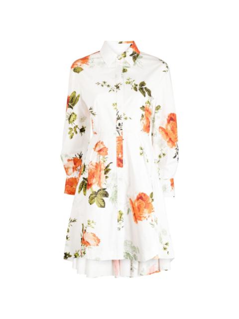 floral-print cotton mini shirtdress