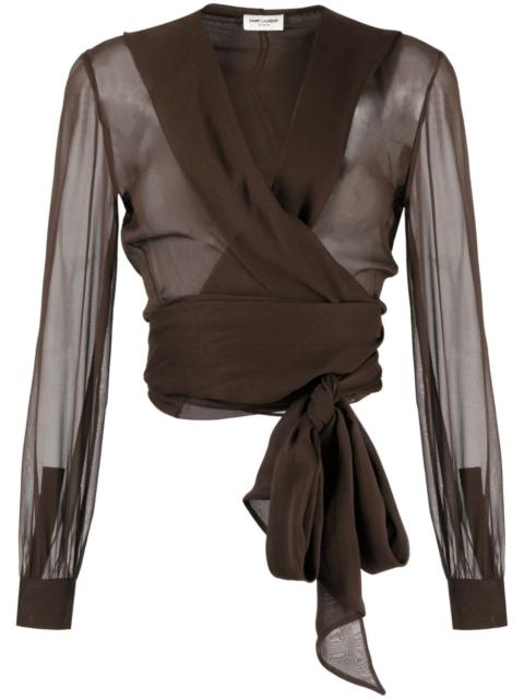 SAINT LAURENT hooded organic silk blouse