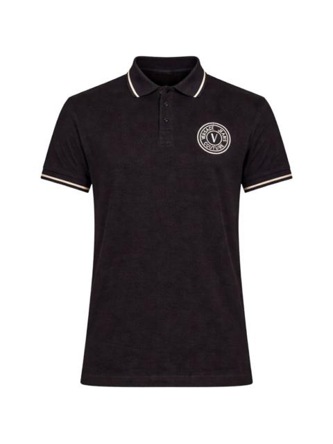 VERSACE JEANS COUTURE logo-embroidery ribbed-trims polo shirt