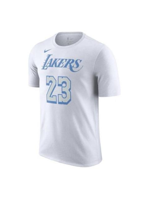 Nike Nike NBA Basketball Sports Printing Short Sleeve Los Angeles Lakers LeBron James No. 23 White CT9428