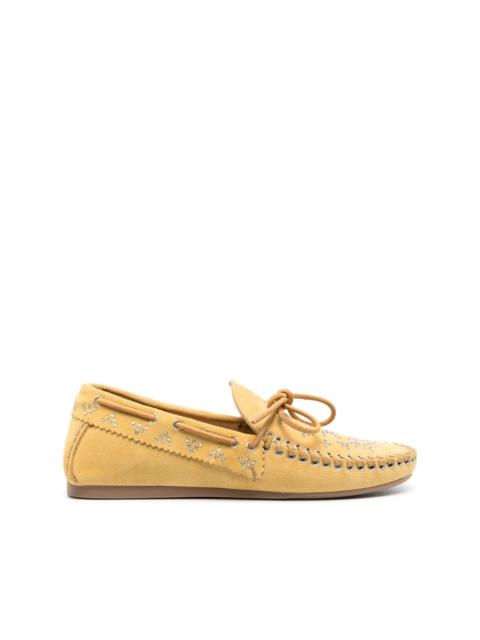 Freen stud-embellished suede loafers