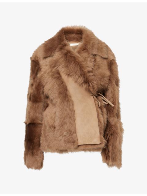NOUR HAMMOUR Verena Notch-Lapels Shearling Jacket