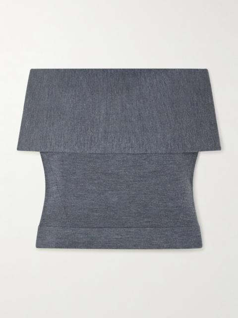 SIMKHAI Callahan Cropped Off-the-shoulder Wool Top