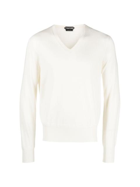 ribbed V-neck jumper