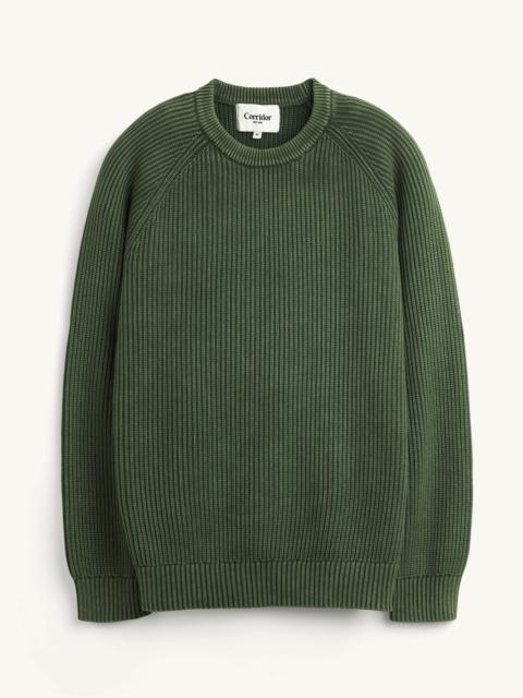Corridor WASHED COTTON CREWNECK - GREEN