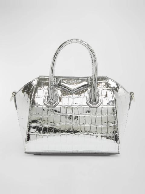 Givenchy Antigona Toy Top-Handle Bag in Metallic Croc-Embossed Leather