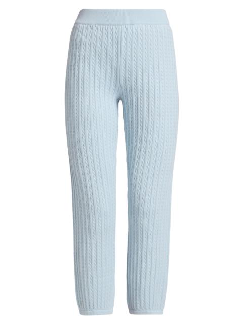 SIMKHAI Women's Cable-Knit Cotton-Cashmere Crop Joggers - Blue Haze