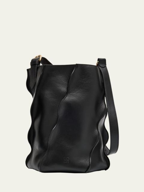 ULLA JOHNSON Adria Wave Pleated Leather Bucket Bag