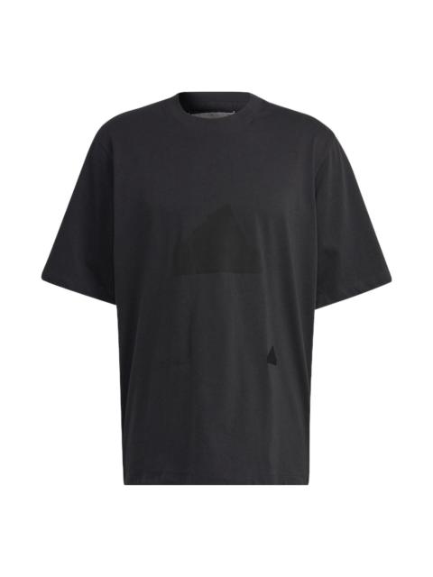 Men's adidas New Osize Tee Loose Sports Round Neck Short Sleeve Black T-Shirt HN1958