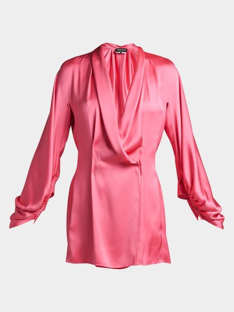 GIORGIO ARMANI Draped Silk Tunic Blouse