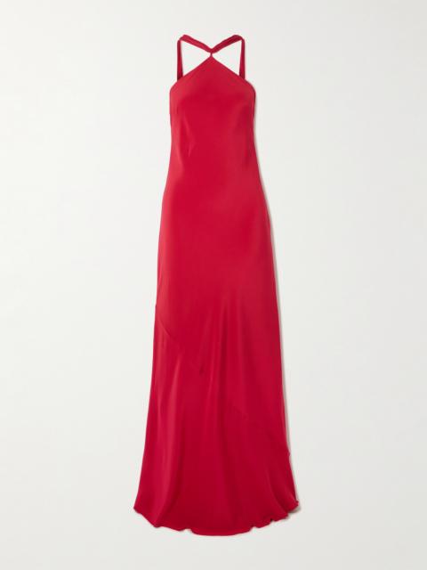 Cult Gaia Pheobe Fringed Silk-chiffon Halterneck Maxi Dress