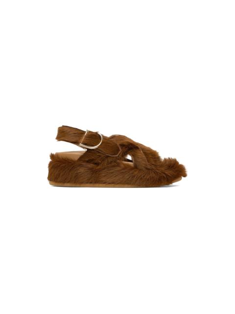 Dries Van Noten SSENSE Exclusive Brown Faux-Fur Sandals