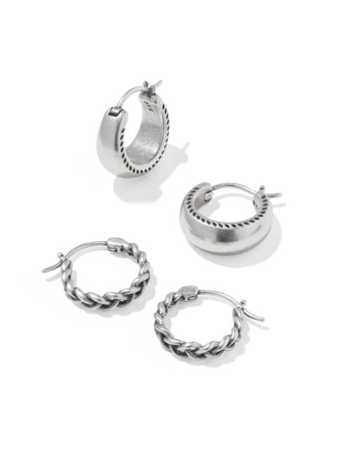 KENDRA SCOTT Gabriella Vintage Silver Set of 2 Huggie Earrings