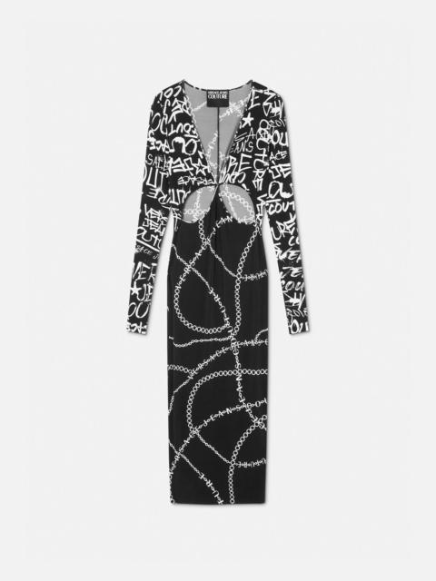 VERSACE JEANS COUTURE Graffiti Cutout Midi Dress