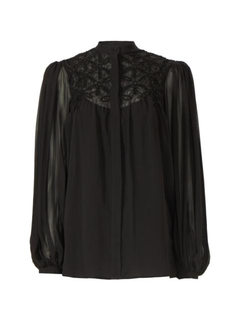 COSTARELLOS Lorcan smocked long-sleeve blouse