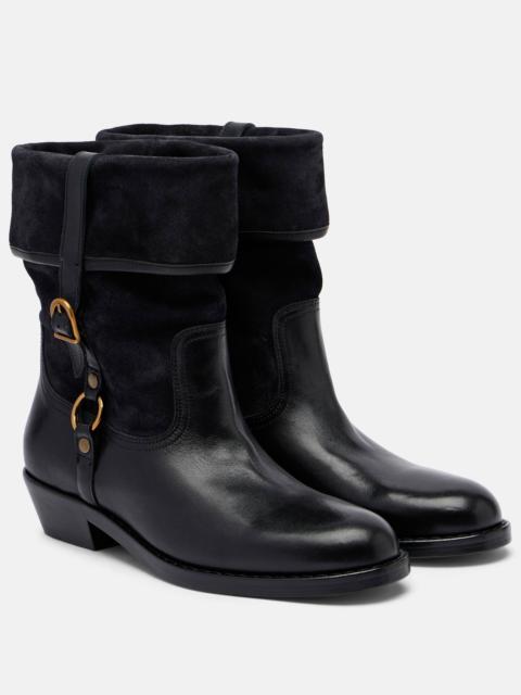 Ildra 35 leather and suede ankle boots