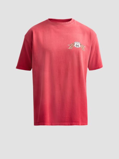 Rhude Men's Oklahoma 66 Cotton Crewneck T-Shirt - Washed Red White