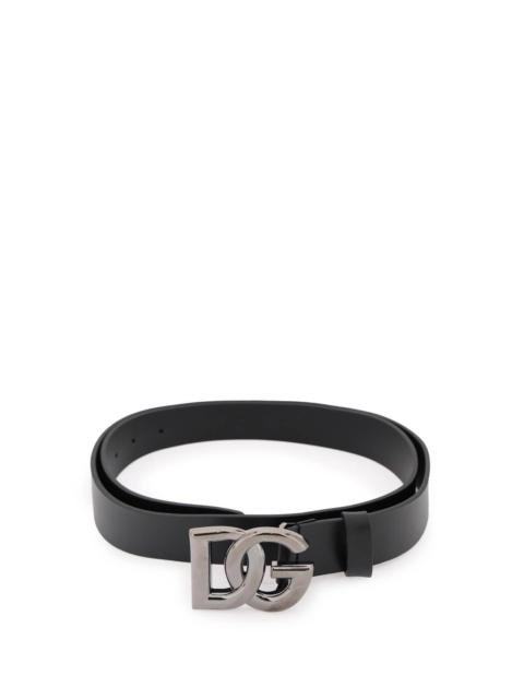 LUX LEATHER BELT WITH CROSSED DG LOGO