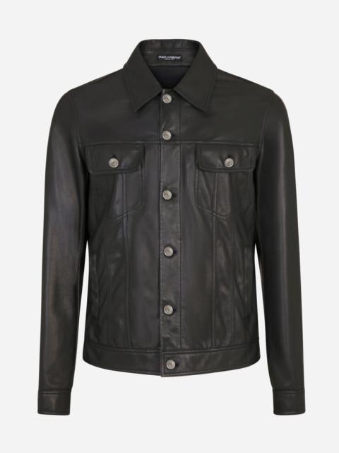 Leather denim-style jacket